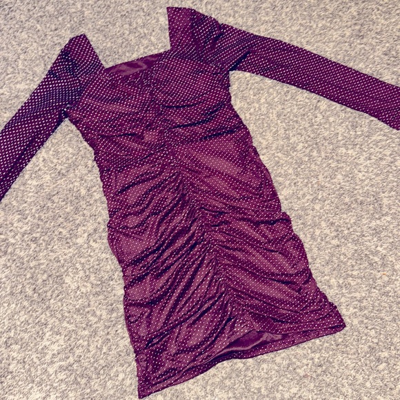 COPY - NWT GIRLS SIZE 8 XTRAORDINARY DRESS. WINE/with silver dots - Picture 3 of 6